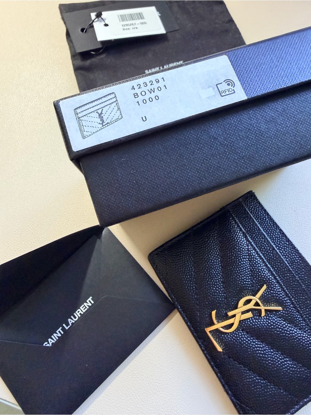 Saint Laurent Cassandre Matelasse Black Card Holder